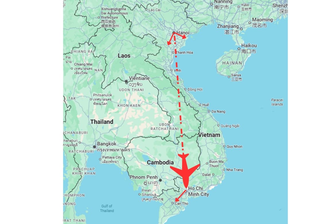 Wonder of Vietnam package tour: 8 Days - Route Map